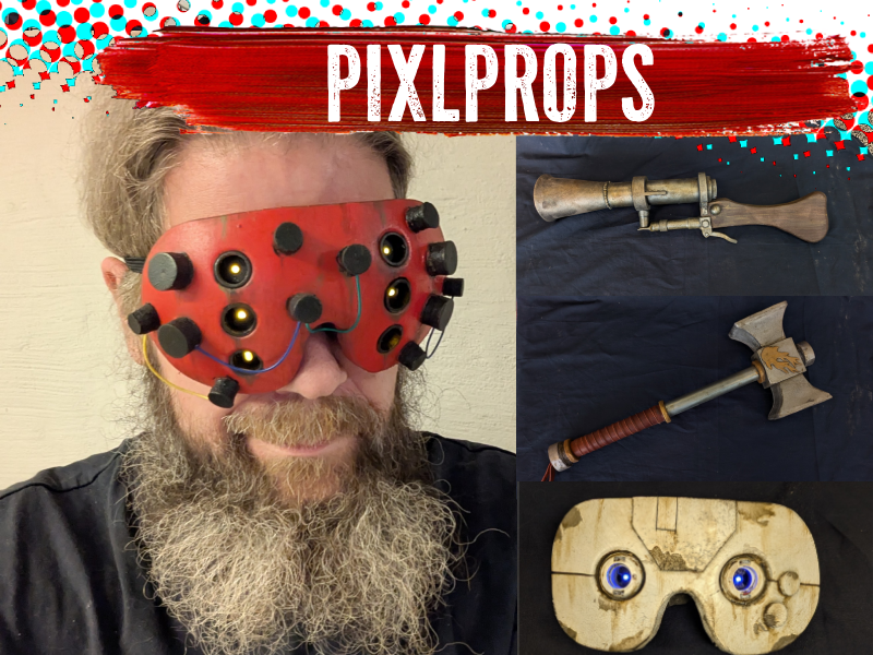 Cosplay- och lajvprops i allehanda material.